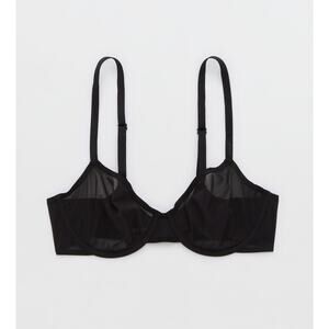 Aerie Smoothez Mesh Unlined Bra Black Size 34C NWT